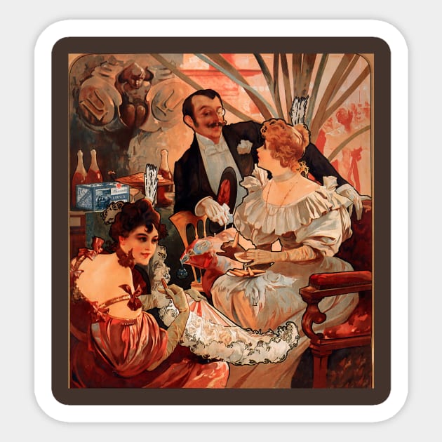 Biscuits and Champagne by A. Mucha Sticker by Artimaeus